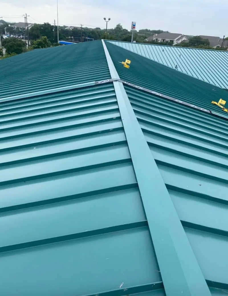 Green commercial metal roof ridge and valley for Metal Roof Repair in Elsmere